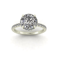 Clasped Round Halo Engagement Ring