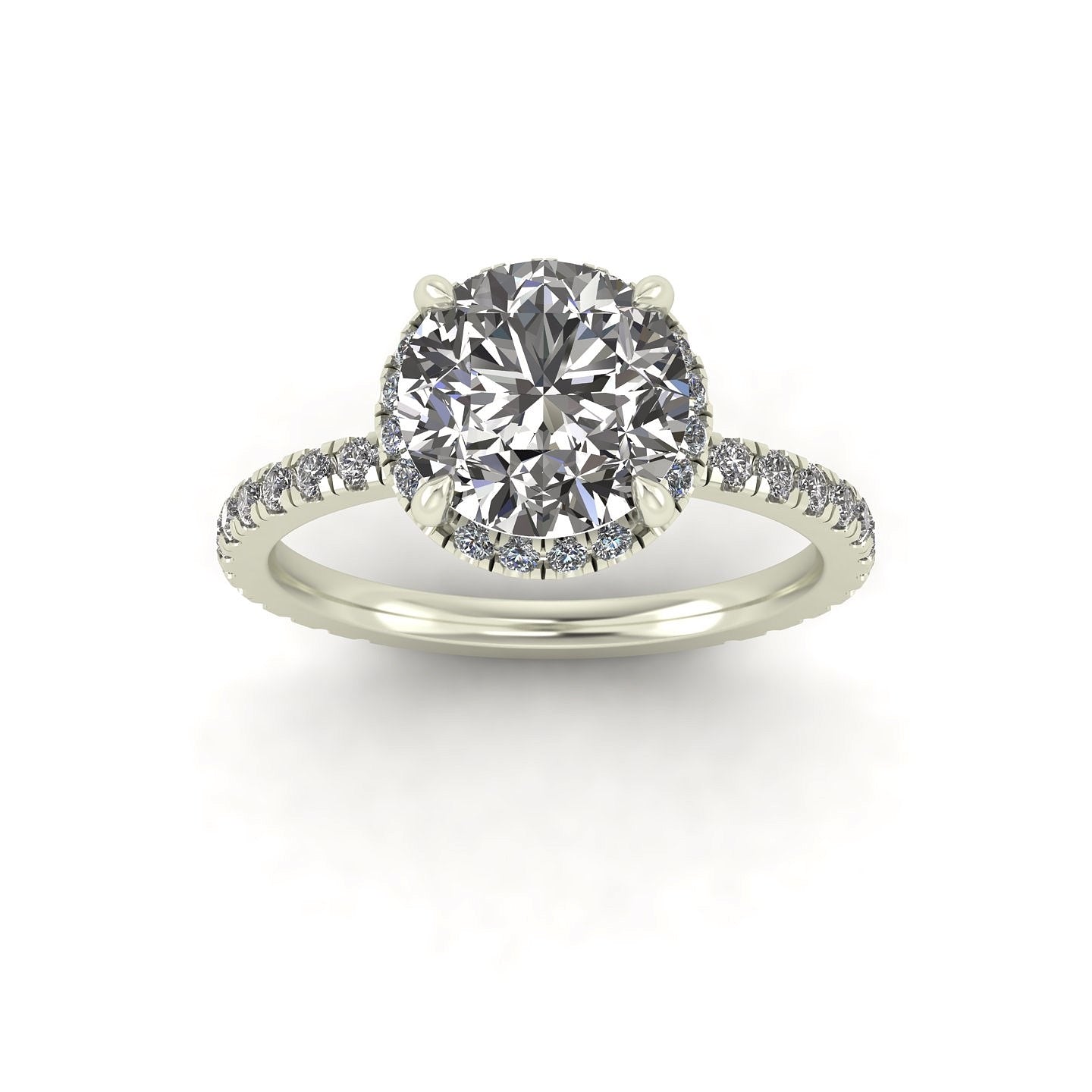 Clasped Round Halo Engagement Ring