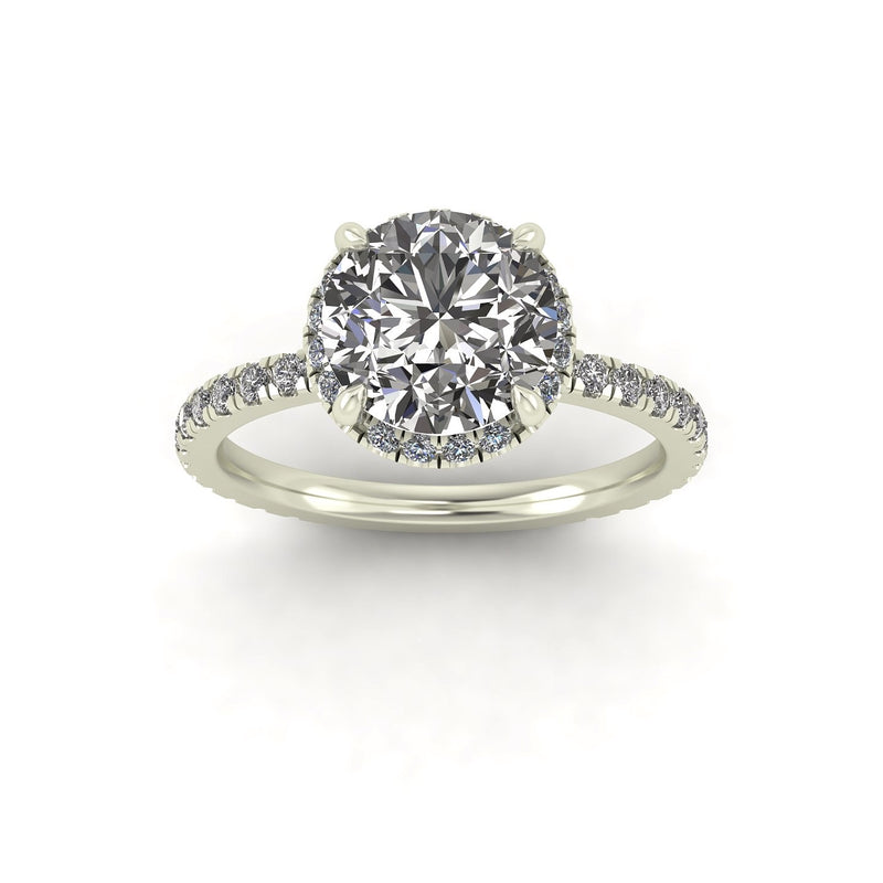 Clasped Round Halo Engagement Ring