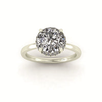 Clasped Round Halo Pavé Engagement Ring