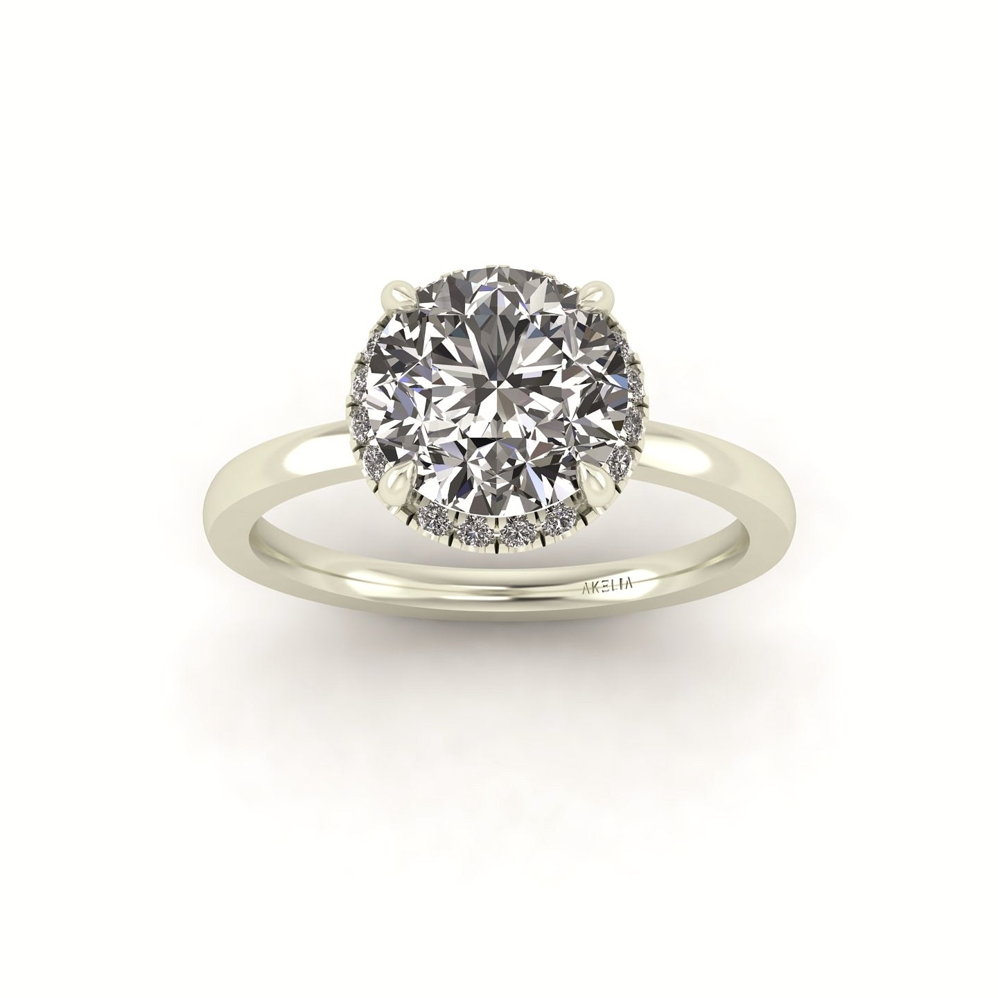 Clasped Round Halo Pavé Engagement Ring