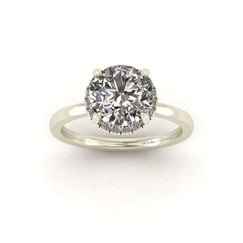Clasped Round Halo Pavé Engagement Ring