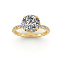 Clasped Round Halo Engagement Ring