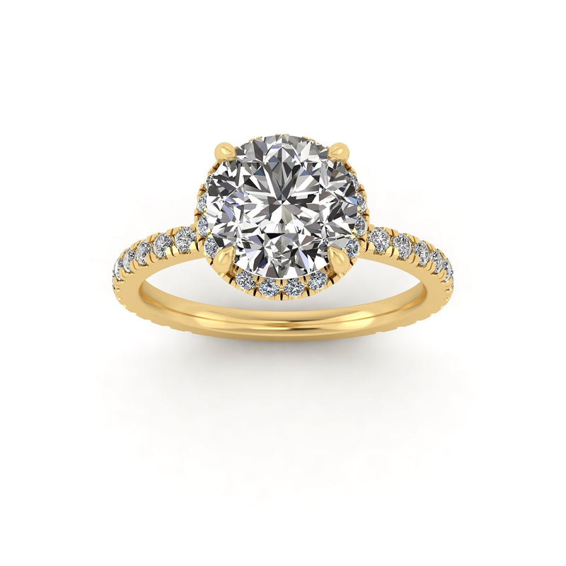 Clasped Round Halo Engagement Ring