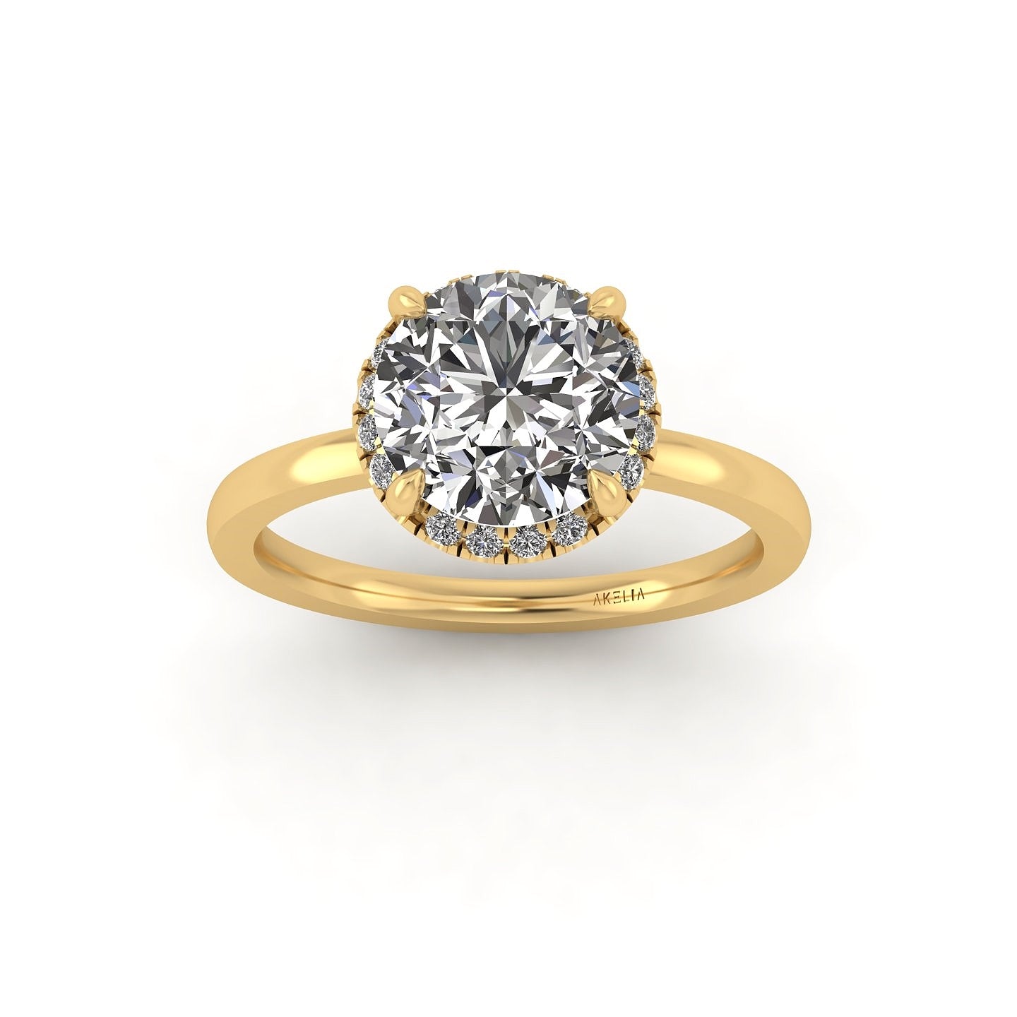 Clasped Round Halo Pavé Engagement Ring