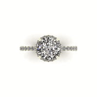 Clasped Round Halo Engagement Ring