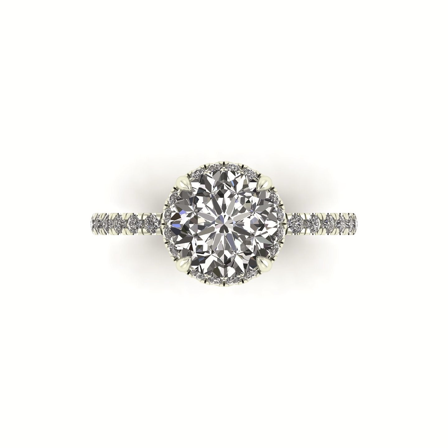 Clasped Round Halo Engagement Ring