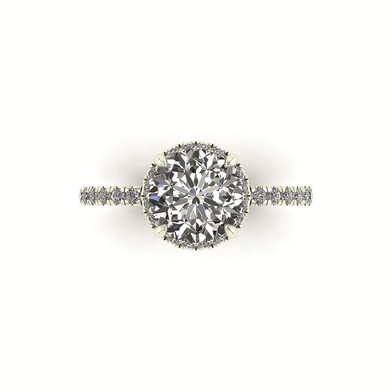 Clasped Round Halo Engagement Ring