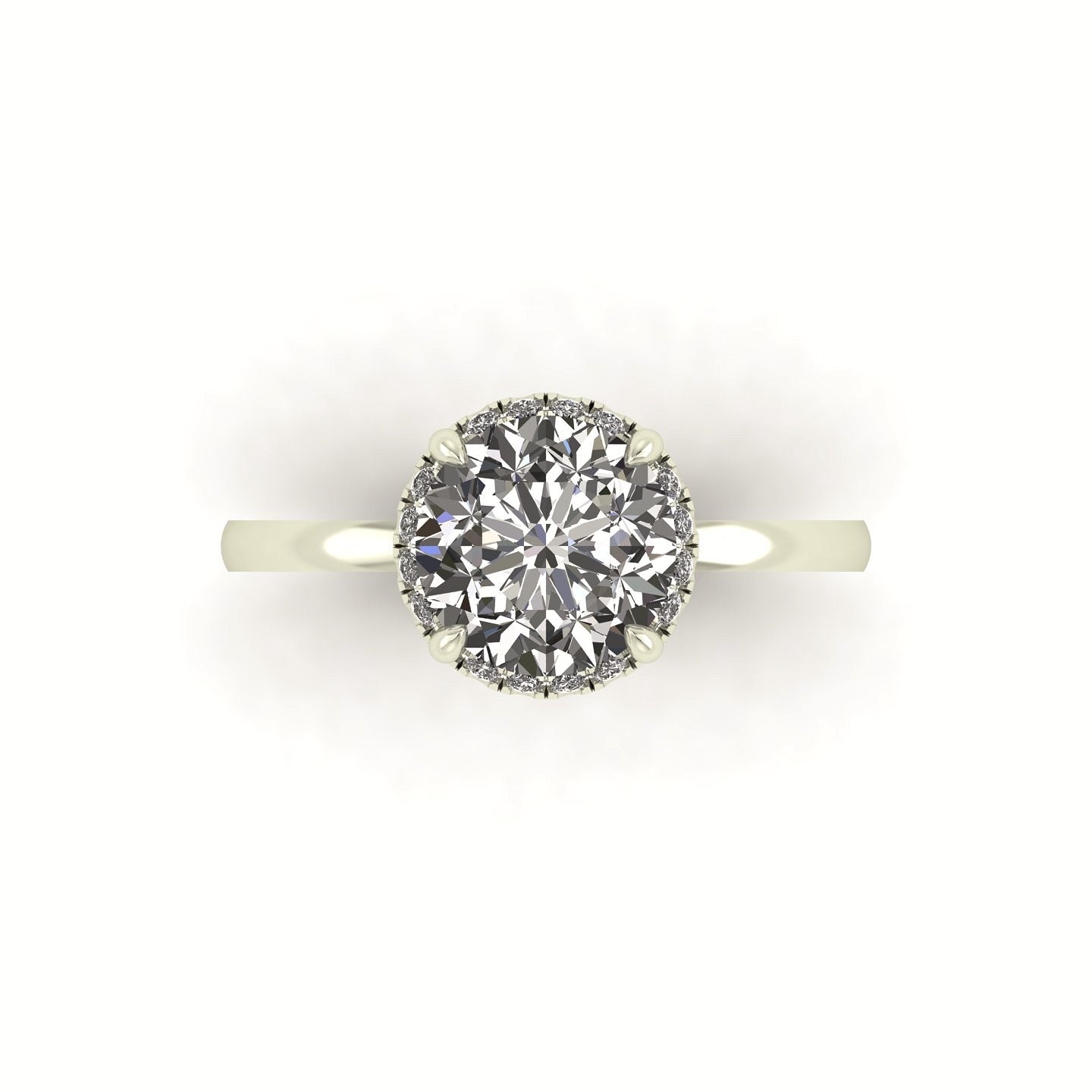 Clasped Round Halo Pavé Engagement Ring