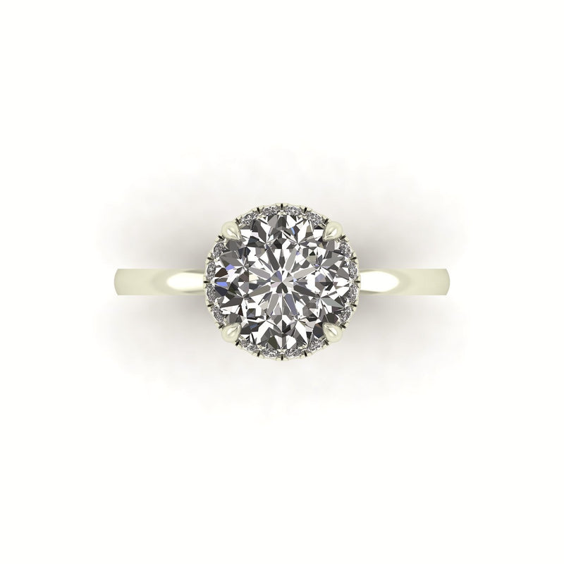 Clasped Round Halo Pavé Engagement Ring