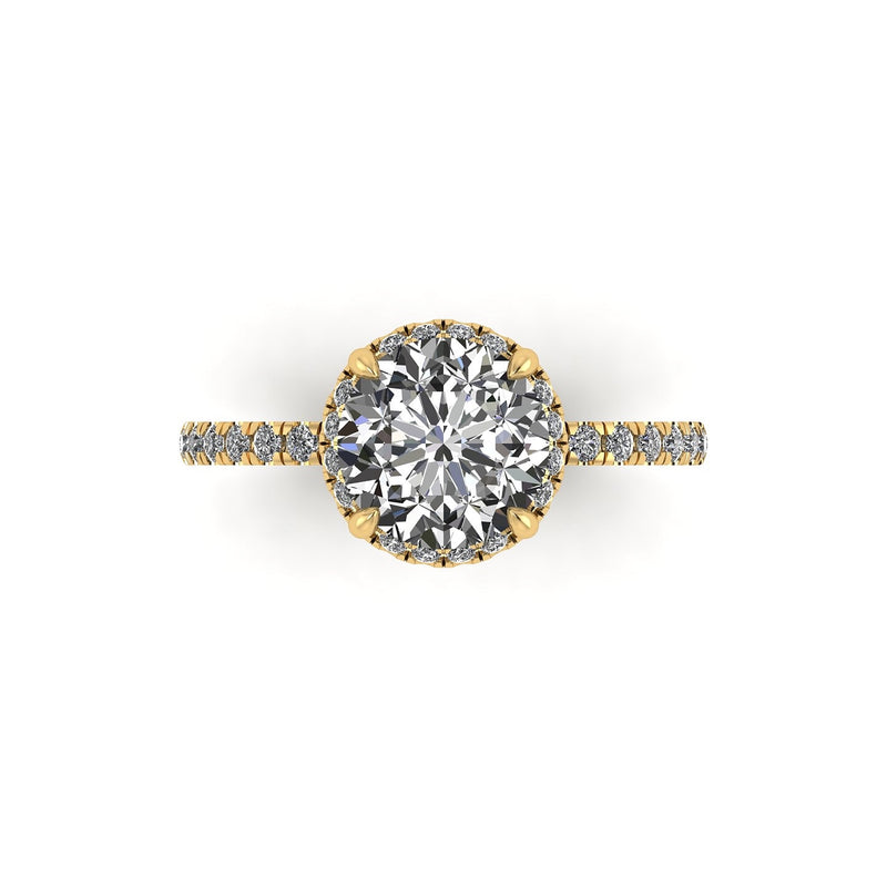 Clasped Round Halo Engagement Ring