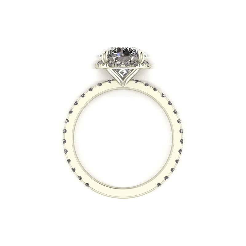 Clasped Round Halo Engagement Ring