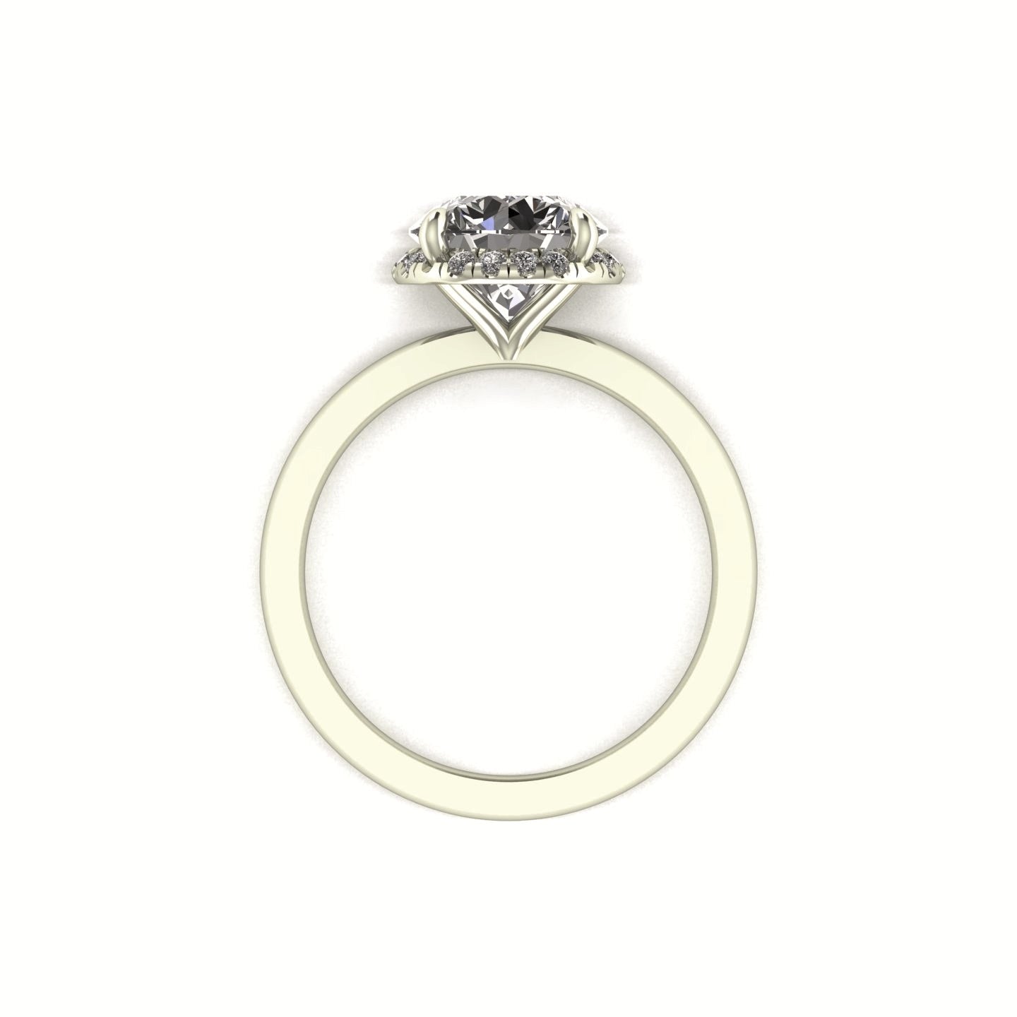 Clasped Round Halo Pavé Engagement Ring