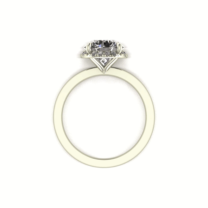 Clasped Round Halo Pavé Engagement Ring