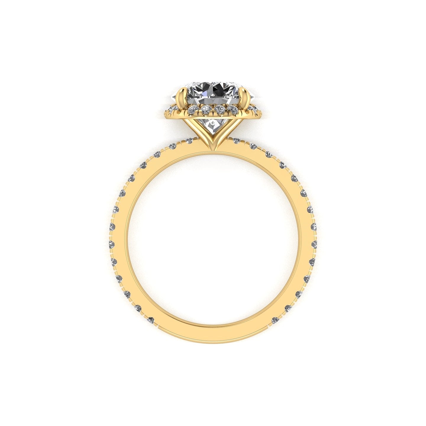 Clasped Round Halo Engagement Ring