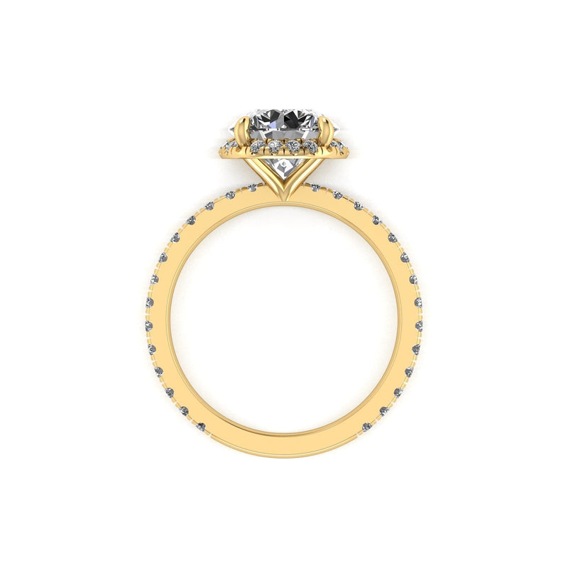 Clasped Round Halo Engagement Ring