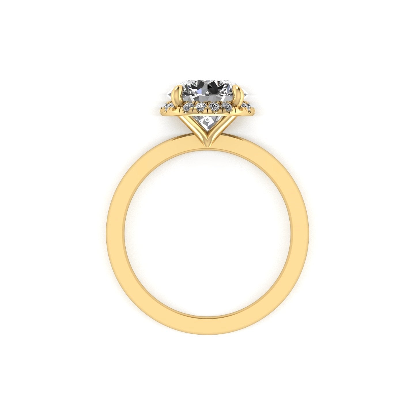 Clasped Round Halo Pavé Engagement Ring
